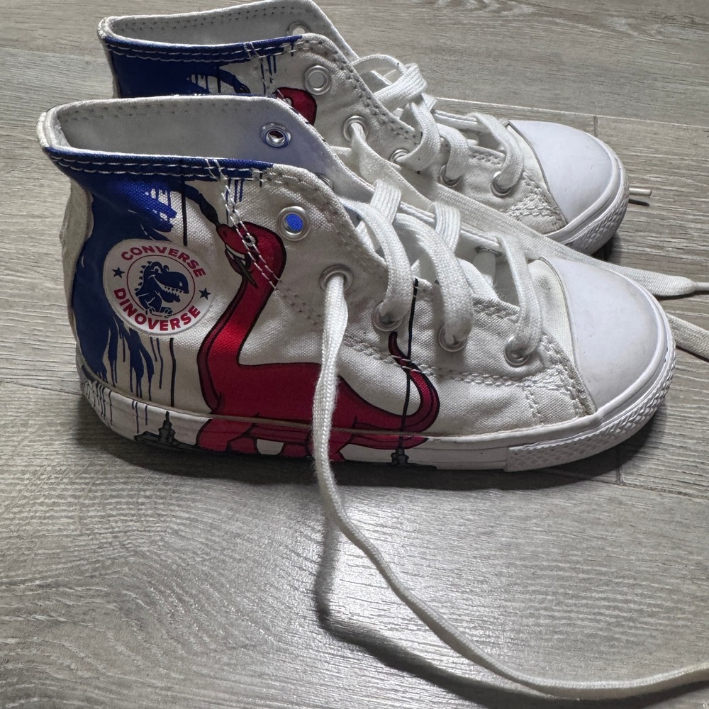 Converse Chuck Taylor All Star Dinoverse Kids High Top White Blue 763714C Sz 10